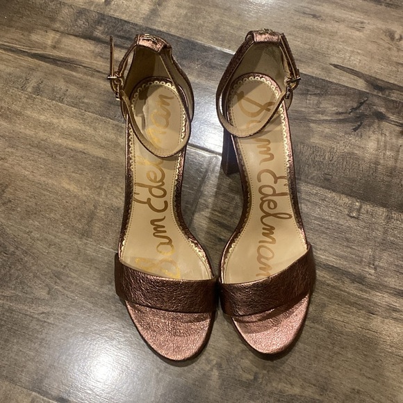 Sam Edelman Yaro Rust Pink Metallica Heels 8 - Picture 2 of 7